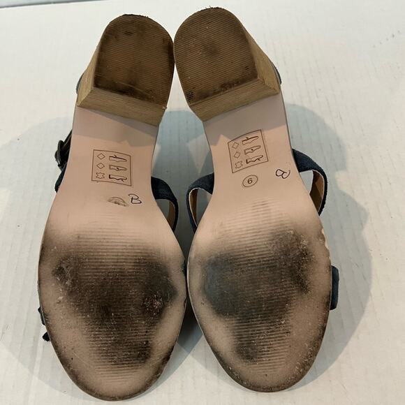 SOLE SOCIETY Women's Delilah Suede Leather Fringe Block Heel Sandal Shoes Blue 9 - Picture 8 of 12